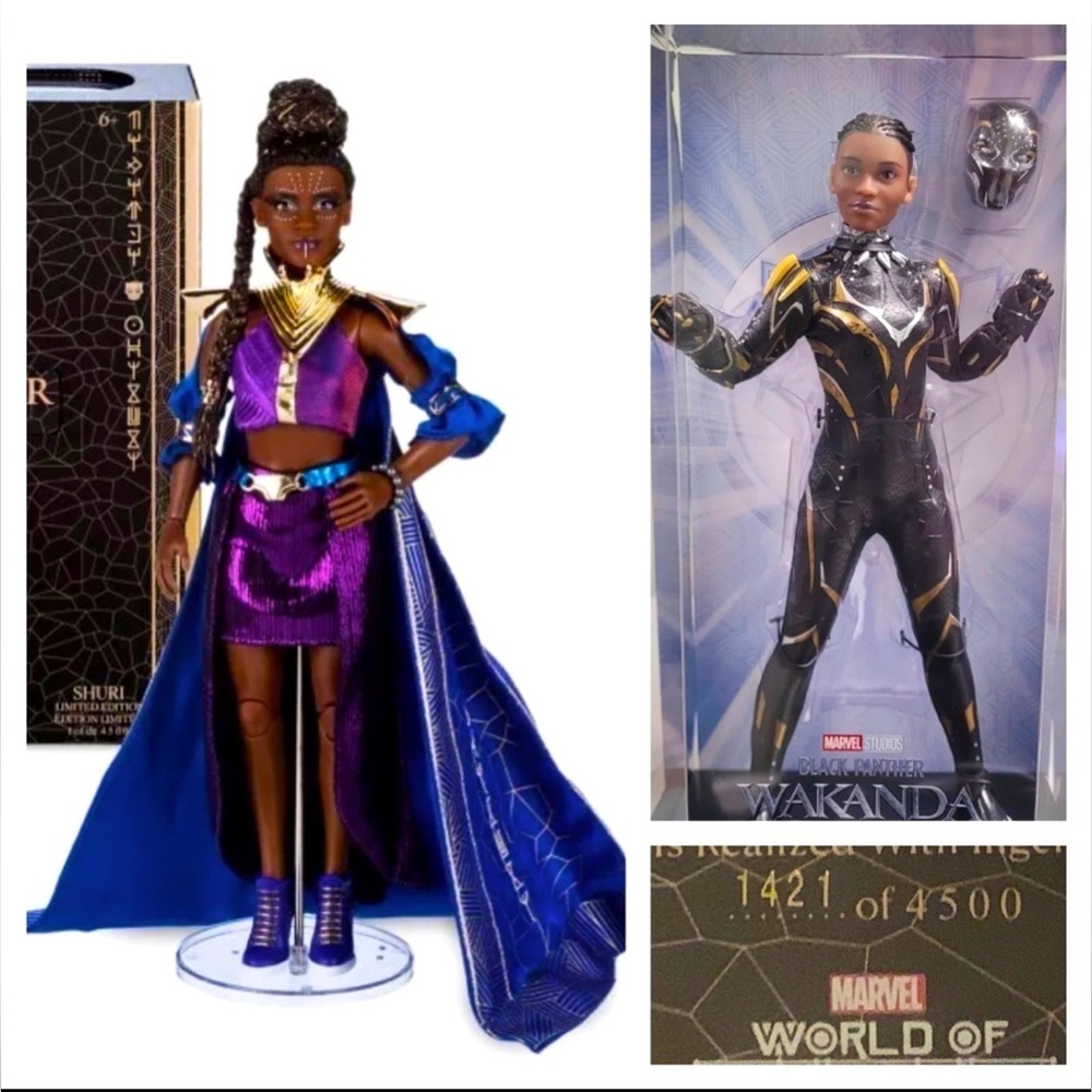 2pcs. 1 Limited Edt Shuri Marvel Designer Collection Doll & 1 Black Panther Doll